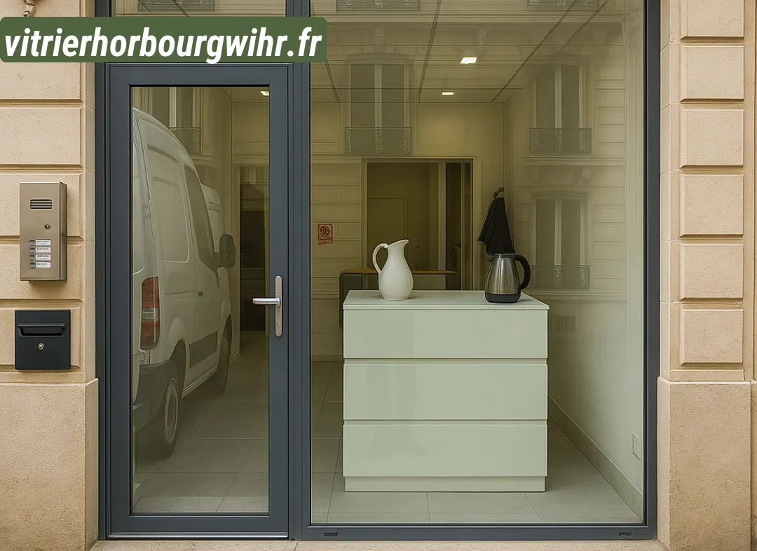 Façade vitrine de magasin en aluminium sur mesure à Horbourg-Wihr